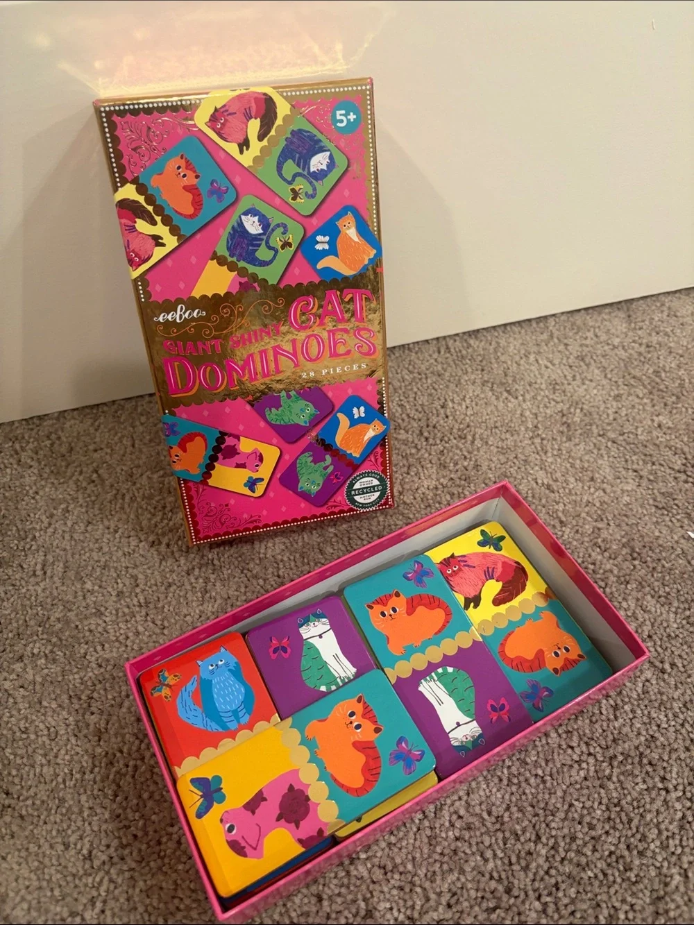 Giant Shiny Cat Dominoes - Pink & Gold